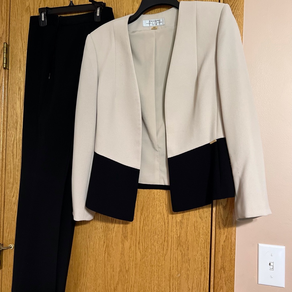 Tahari Cream and Black Women’s Suit